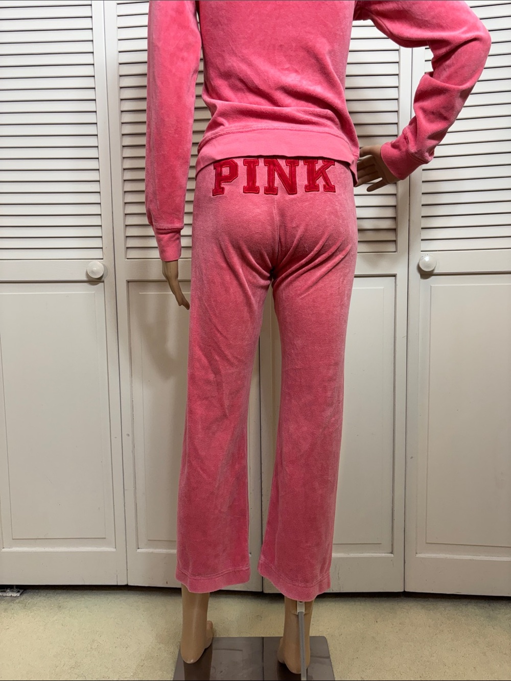 Y2K PINK Victoria's Secret Velour Zip Hoodie & Joggers Set Small - Picture 10 of 12